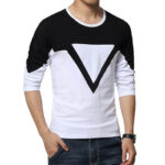 Summer Style Fashion Brand Mens T Shirt Triangle Print Long Sleeve T Shirt