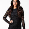 Elegant Black Embroidery Lace Mini Dress
