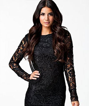 Elegant Black Embroidery Lace Mini Dress
