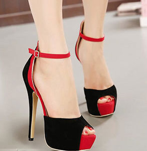 Open Toe Black High Heels