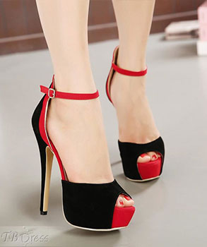 Open Toe Black High Heels