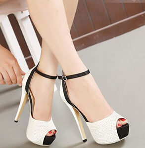 Open Toe White High Heels
