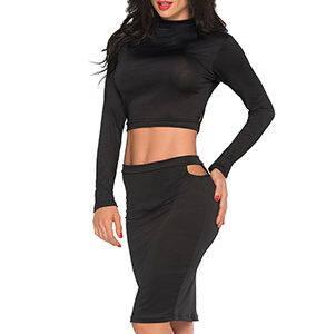 Long Sleve Sexy Black Dress